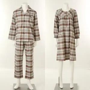 [비너스](VPA4563M+VGN4563)부드럽고 보온 면캐시미어 선염 체크 남성 잠옷+원피스 잠옷 커플 파자마 세트