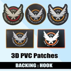 에어소프트 게임 코스프레 PVC 패치 디비전 SHD 윙스 아웃 전술 고무 팔찌 군사 배지 후크 포함