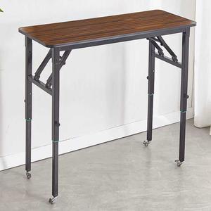 접이식 테이블 바퀴달린 폴딩 책상 100x40cm 다크 탁자 간이 이동식