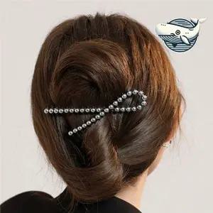 [콩심팥심]모던 큐빅 헤어 클립 고급스러움 올림머리 왕리본핀 앞머리핀