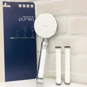 퓨레아 필터 샤워기 헤드 + 필터 3개입 국내생산 절수형 필터 샤워기 여행용 투명 아기 수압상승 불순물제거