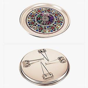 레트로 시골 특왕대 식탁 테이블 접는 접이상 소형 양철 용 알루미늄 원형 밥상 좌탁 접이식 인 좌식