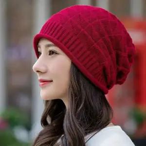 여성 니트 모자 데일리 캐주얼 중년 여성 겨울 모자 할머니 패션 방한 보온 두건 비니 환우 항암