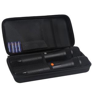 Kmise 마이크 케이스, 수신기, 어댑터, 배터리를 위한 휴대용 무선 하드 EVA 듀얼 보관함 2개용 가방(박스 전용)