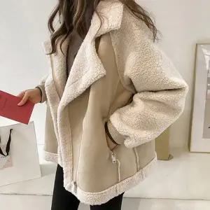 여성 양털 무스탕 페이크 배색 데일리 여성 무스탕 자켓 겨울 보온