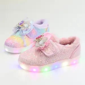 글리터 반도 여자 키즈 주니어 겨울 털안감 여아 LED슬립온