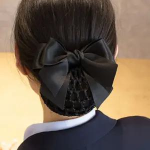 여자 면접 은행원 웨딩홀 묶음머리 검정색 리본망핀