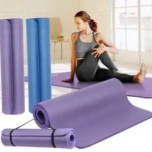 nbr 요가 매트 두꺼운 고밀도 필라테스 와이드 요가 매트 스트레칭 16mm 층간소음 소프트 미끄럼 스트랩