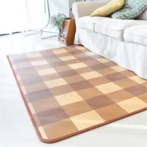 거실 바닥 매트 카펫형 180X200cm 브라운체크 푹신 층간소음방지 발코니
