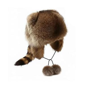 겨울 라쿤 플러시 모자와 꼬리, 인조 모피 귀 플랩 비니, 여성용 쿤스킨 캡, 추운 날씨 야외용