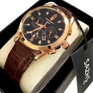 남성용 가죽 손목시계 CL001 패션 캐주얼 캘린더 쿼츠 남자 시계 아날로그 방