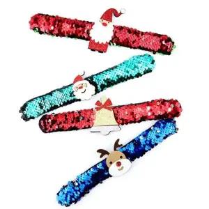 ( )1500 크리스마스 스팽글 팔찌 12개 산타 루돌프 파티 소품 장식