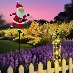 태양열 산타클로스 주전자 조명 정원 잔디 크리스마스 바닥 램프 야간 야외 장식