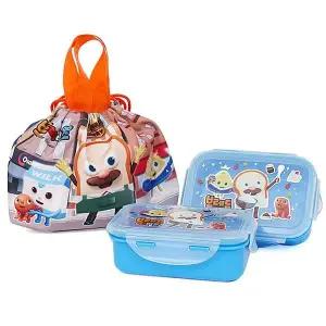 [골드스마일]브레드이발소 젤리곰 2단 도시락 조리개가방세트