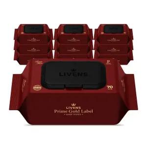 리벤스 프라임 골드라벨 도톰한 엠보싱 아기 물티슈 캡형 70매 * 10팩