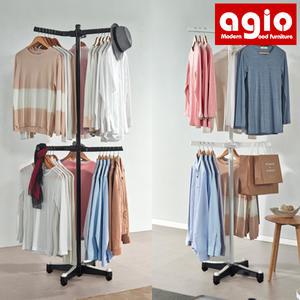 트리플 회전행거 : 행거 스탠드 옷걸이 회전 블랙 아이보리