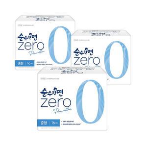 순수한면 제로 생리대 ZERO 중형 16개입x3팩