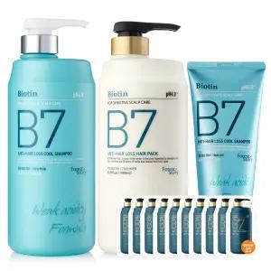 B7 쿨 탈모 샴푸+탈모 헤어팩 1000ml+1000ml+200ml+샴푸10매