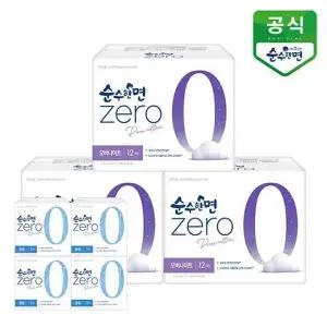 순수한면 생리대 제로 오버나이트 12P x 3팩+중형4p