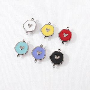 싼비즈 [8-128-10]써지컬스틸 펜던트 에폭찌글하트양고리 10x14mm ,1개