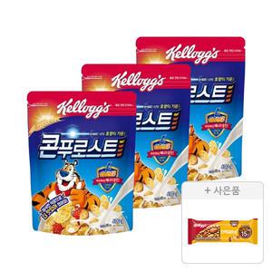 켈로그 콘푸로스트 600g, 3개 + 증정(단백질바K 50g, 1개)