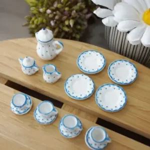 블루 도트 도자기 미니어처17P/장식/인테리어/소품/데코/미니어쳐/선물/예쁜/장식품/모형/꾸미기/가정용