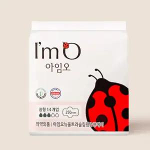 아임오 뉴 생리용품 유기농 순면커버 중형 생리대 날개형 14개입 8개