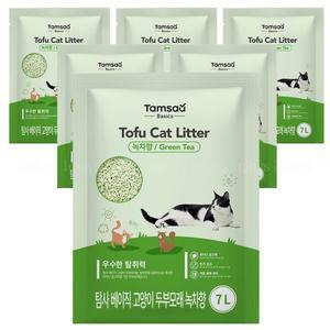 베이직 프리미엄 고양이 두부모래 7L 녹차향 6개