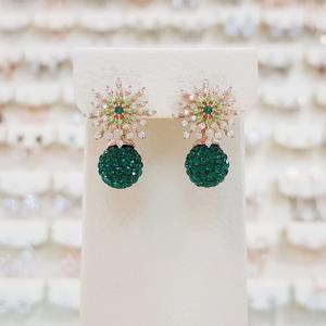 빅사이즈 에메럴드 미러볼 꽃 이어링 (spe959)