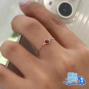 14K 18K 신 커브 탄생석 큐빅 체인 금 반지