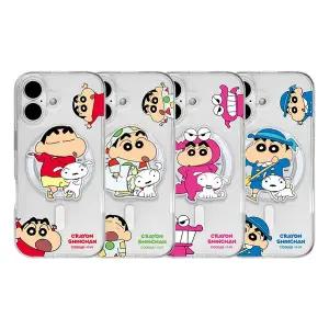 [코쿼드]짱구 듀오 맥세이프 범퍼 젤하드 케이스+맥세이프 아크릴 허브톡 세트