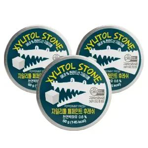 자일리톨 스톤 자일리톨 사탕 60g 3개 페퍼민트 후레쉬 무설탕 제로슈가 캔디