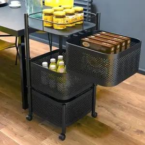 3단 철제 트롤리 수납 장보기 선반 이동식 (WFHYF1P)