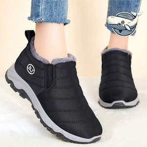 중년 여성 겨울 부츠 따뜻한 패딩 퍼안감 학생신발슬립온