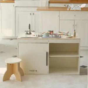 [보리보리/피에스타]피에스타 우드 주방놀이 아일랜드 크림화이트