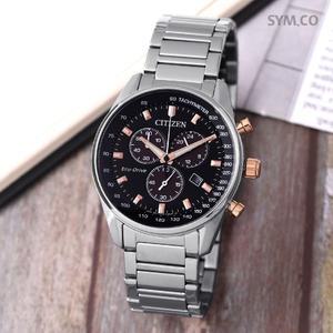 시티즌 AT2396-86E 에코드라이브 블랙 골드 라운드 크로노그래피 남자 메탈 시계 c