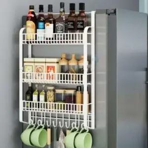 선반화이트 3단 걸이 사이드랙 냉장고사이드랙 냉장고선반 냉장고수납선반 냉장고거치대