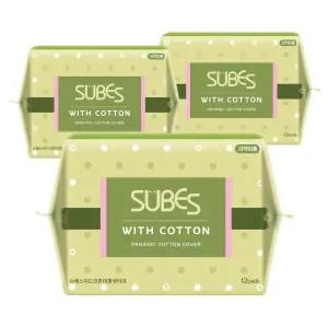 슈베스 위드코튼 유기농 순면커버 생리대 대형 12P x3팩
