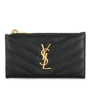 YSL 퀼티드 가죽 지퍼 카드지갑 607915 BOW011000
