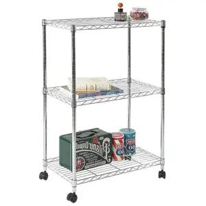 메탈 이동식 선반 3단 조립 와이어 메탈랙 트롤리 세탁실틈새수납 메탈틈새선반 이동식틈새선반