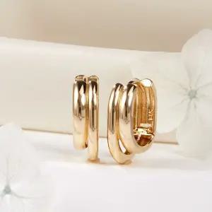 갤러리아 [비앤비골드] 14K 더블링 언발 원터치 링귀걸이 한쌍 PNE42101