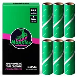 몬스터 사선컷팅 돌돌이 테이프클리너 3D 엠보싱 초강력 먼지제거 리필용 6개
