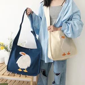 캔버스 프랜들리 덕 데일리 숄더 크로스 시티 에코백/여성/일상용/예쁜/가방/천가방/다용도/보조백/캐주얼