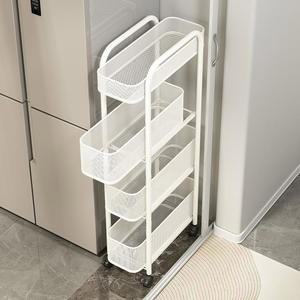 틈새 수납장 슬라이딩 선반 / 철제 부엌수납장 고정형 슬림 폭좁은 화이트 폭 15cm 2단