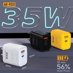 35W 듀얼 포트 USB PD 벽 충전기 어댑터 아이폰 17 프로 맥스 16 15 삼성 샤오미 화웨이 휴대폰 고속 EU 플