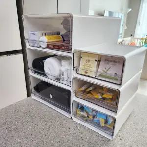 투명 쌓아쓰는 서랍 약통 정리함 팬트리 서랍장 소형/다용도/플라스틱/수납함/보관함/모듈형/공간활용