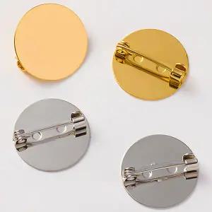 부속품i  14K 금도금 황동 브로치 걸쇠 안전 핀 빈 카보숑 트레이 DIY 배지 코사지 보석 공예 제작 액세서