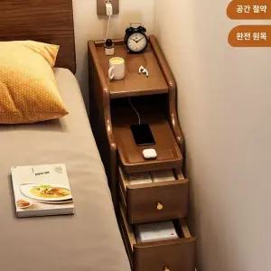 틈새 수납장 심플 침실 침대협탁 테이블 선반 사이드 얇은
