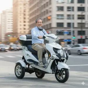 3륜 전기 스쿠터 삼륜 오토바이 세발 전동 바이크 삼발이 노인 전동차 3발 어르신 자전거