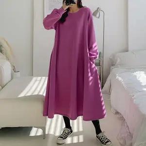 [하프클럽/]겨울 무지 기모 플레어 롱 원피스 루즈핏 맥시롱 편한 홈원피스